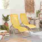 Set van 2 opvouwbare ligstoelen - Levito Geel - Ligstoelen van textileen, 2 posities, opvouwbare ligstoelen Photo1