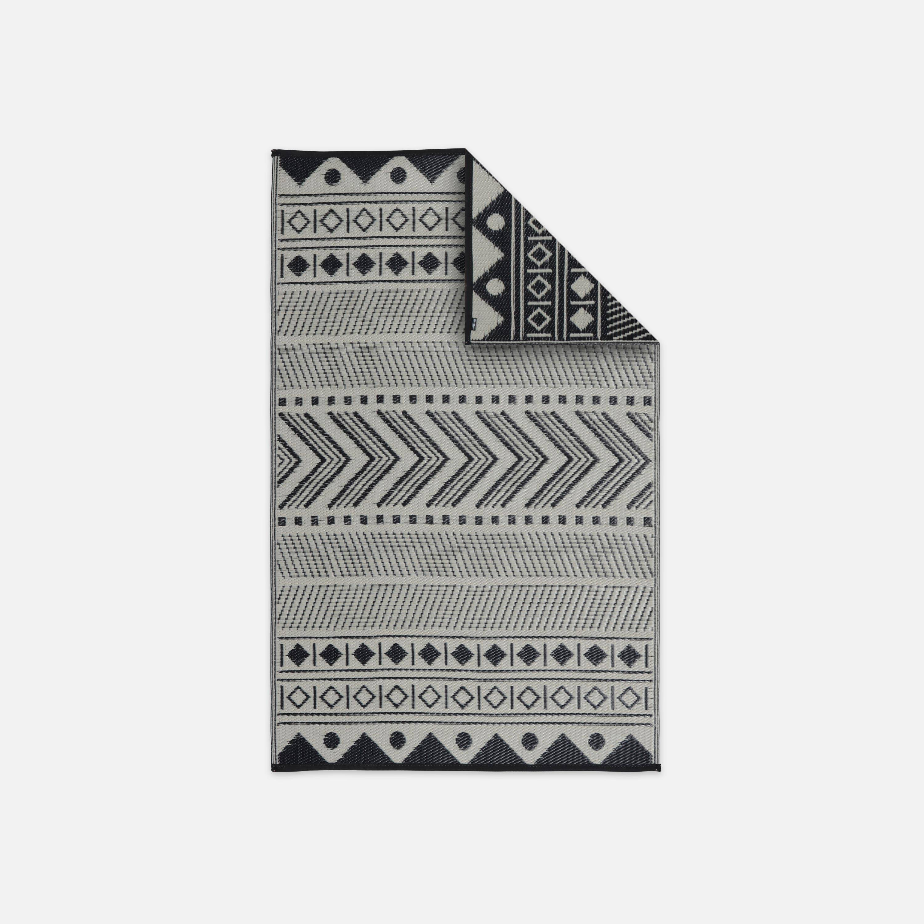 Outdoor rug - 120x180cm - Jacquard, reversible, rectangular, indoor/outdoor use - Bamako - Black-beige Photo1