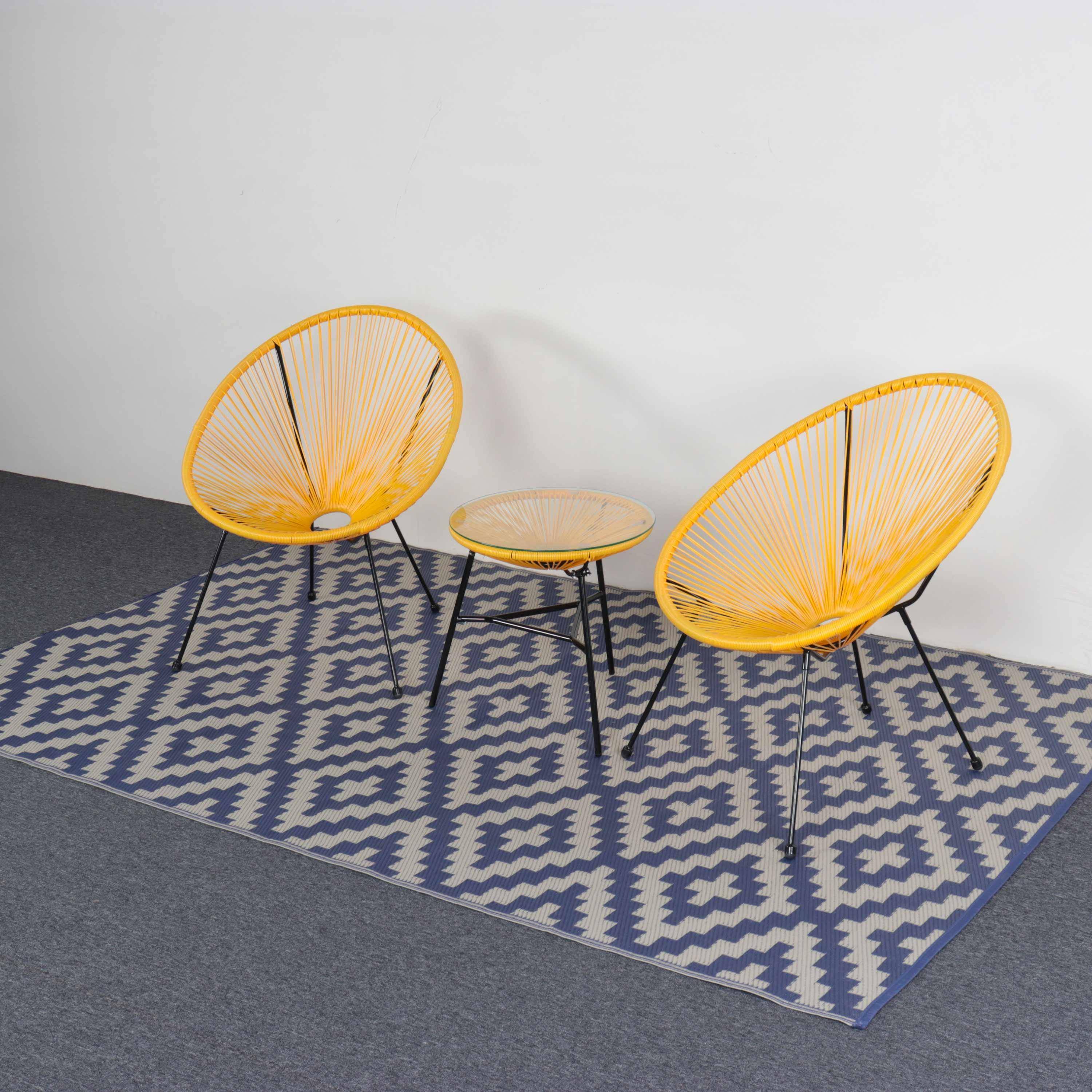 Outdoor Rug - 180x270cm - Jacquard, reversible, rectangular, indoor/outdoor use - Stockholm - Blue-beige,sweeek,Photo4