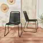 Set di 2 sedie da giardino in corda BRASILIA, nere, impilabili, per esterni Photo1
