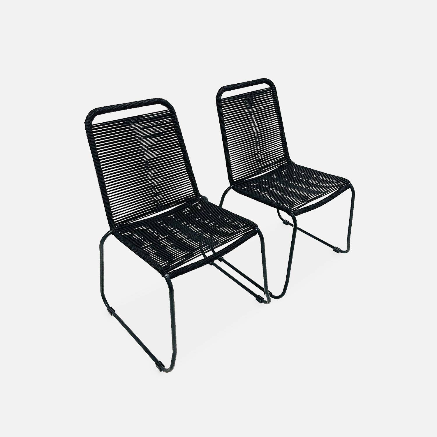 Set di 2 sedie da giardino in corda BRASILIA, nere, impilabili, per esterni Photo4