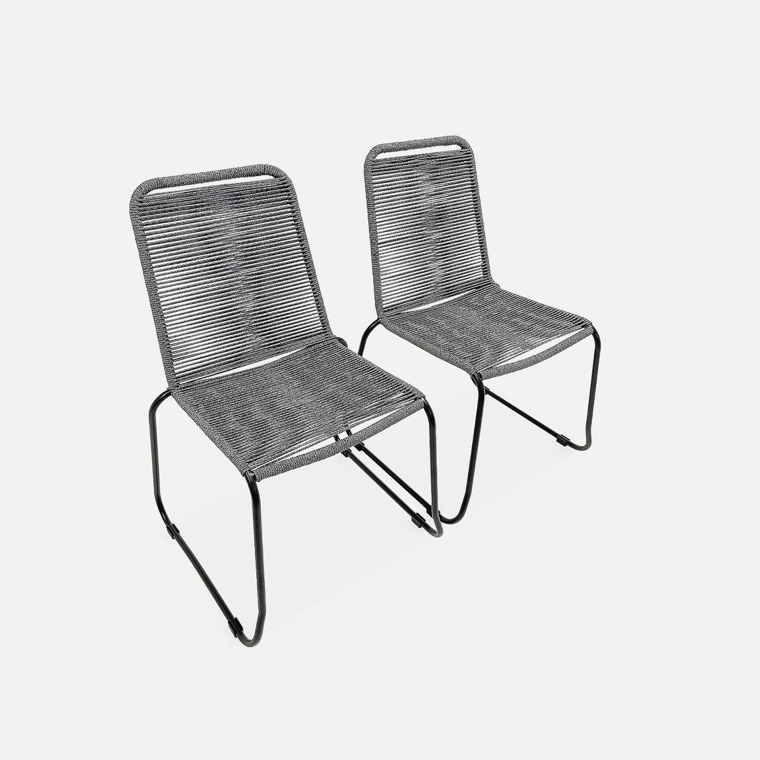 Lote de 2 sillas de jardín de cuerda BRASILIA, gris jaspeado, apilables, para exterior Photo4