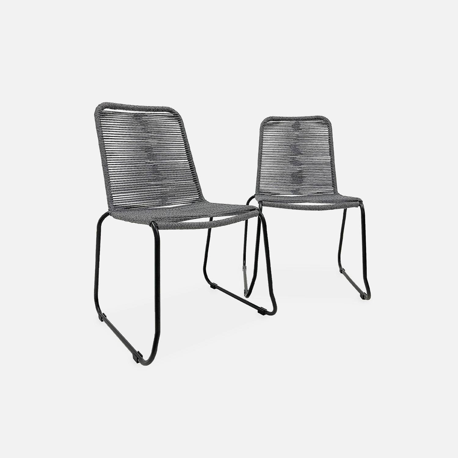 Lote de 2 sillas de jardín de cuerda BRASILIA, gris jaspeado, apilables, para exterior Photo3