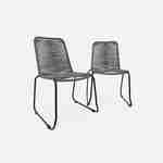 Lot de 2 chaises de jardin en corde BRASILIA, gris chiné, empilables, extérieur Photo3