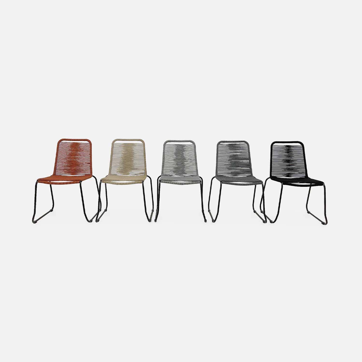 Lote de 2 sillas de jardín de cuerda BRASILIA, gris jaspeado, apilables, para exterior Photo7
