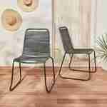 Lot de 2 chaises de jardin en corde BRASILIA, gris chiné, empilables, extérieur Photo1