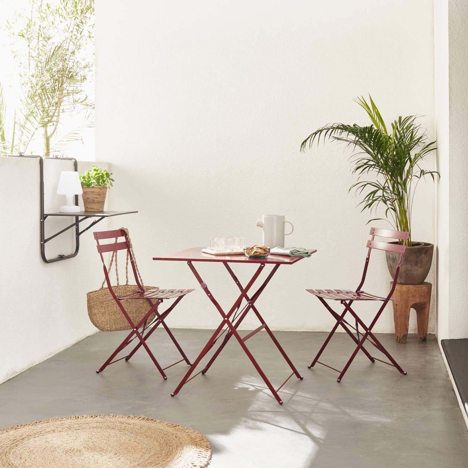 Set da giardino, bar bistrò 2 sedie di colore Bordeaux| arredo esterni | Alice’s Garden