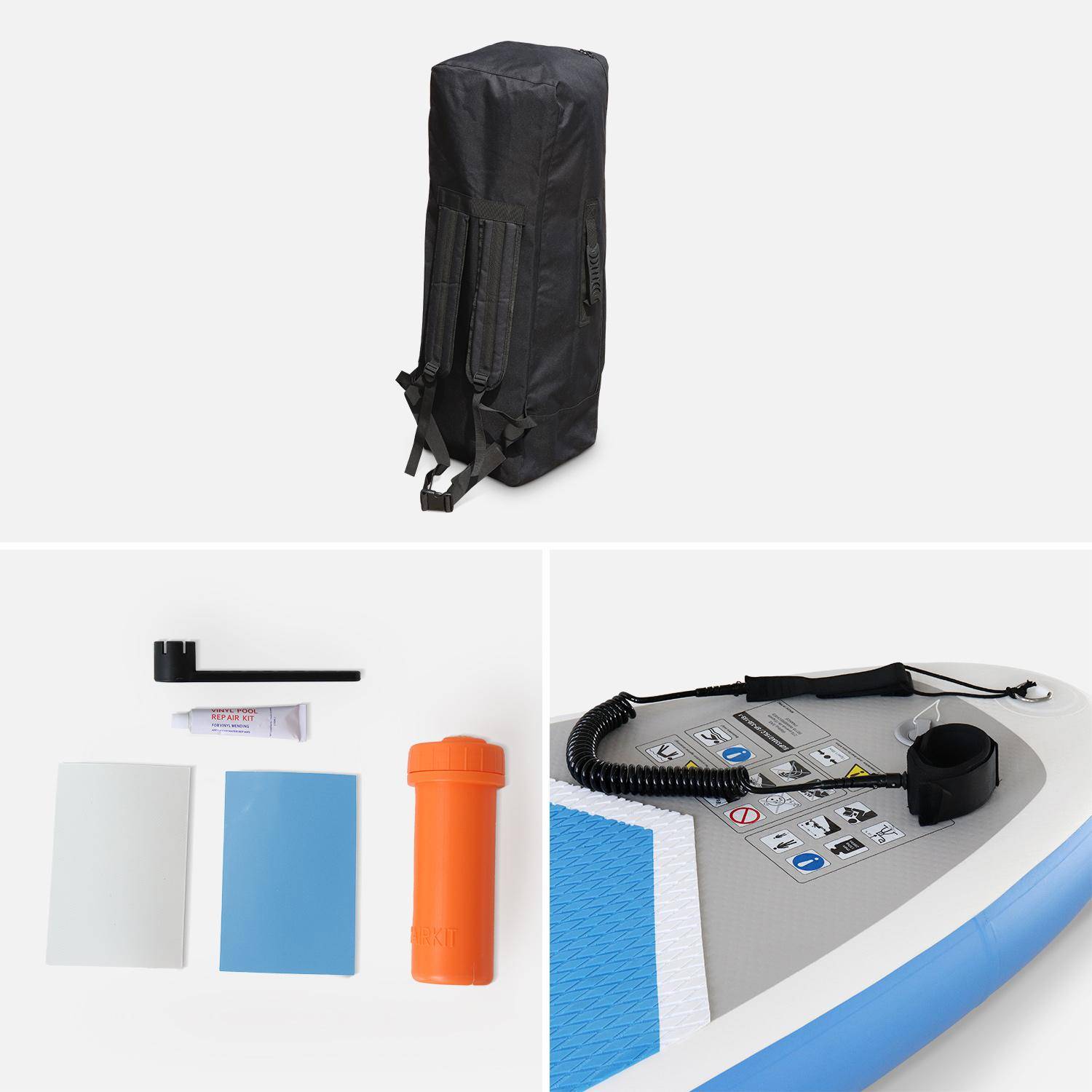 Pack stand up paddle gonflable Rico 10’10" avec pompe haute pression simple action, pagaie, leash et sac de rangement inclus Photo4