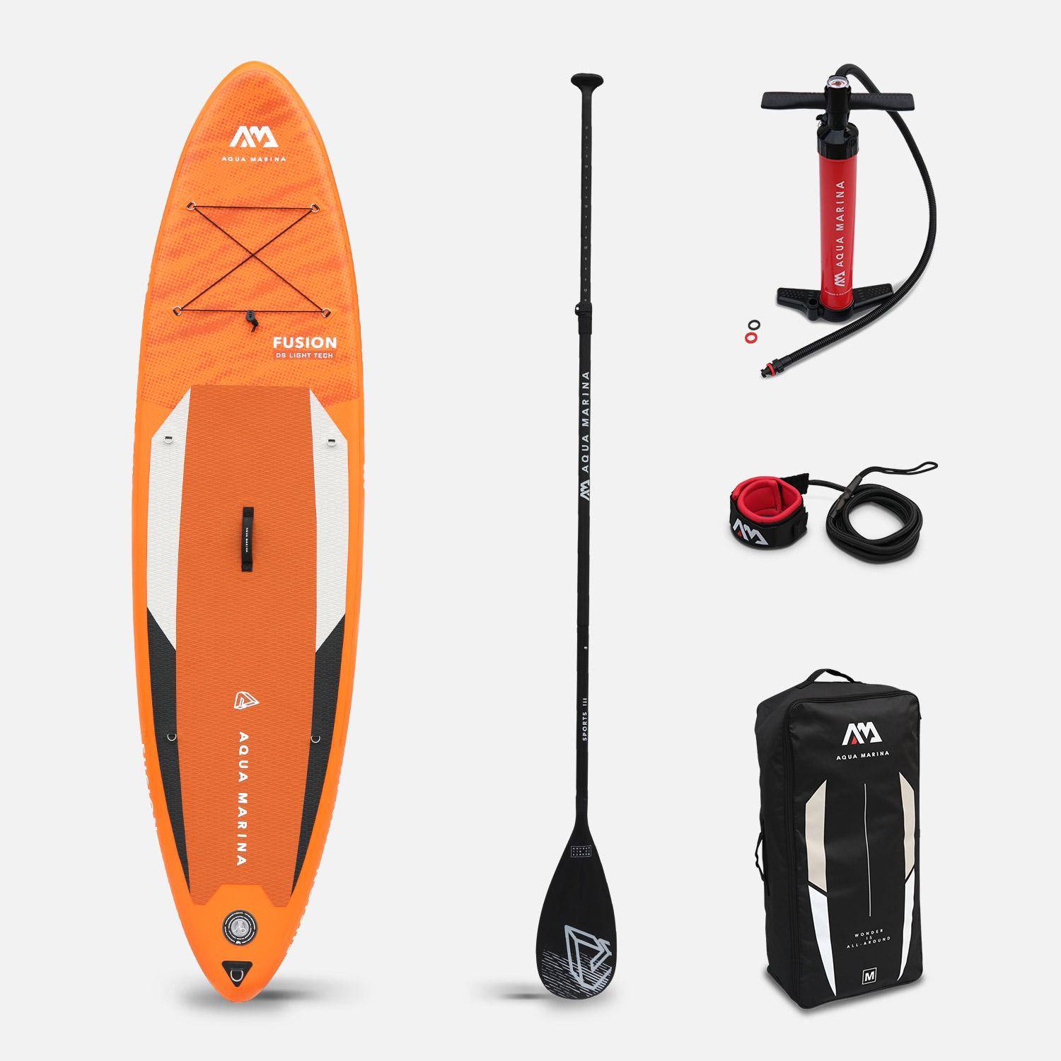 Stand Up Paddle Opblaasbaar - Fusion 10'10" - 15cm dik - Opblaasbaar stand up paddle pack (SUP) met hogedrukpomp double action, inclusief peddel, leash en opbergzak Photo4