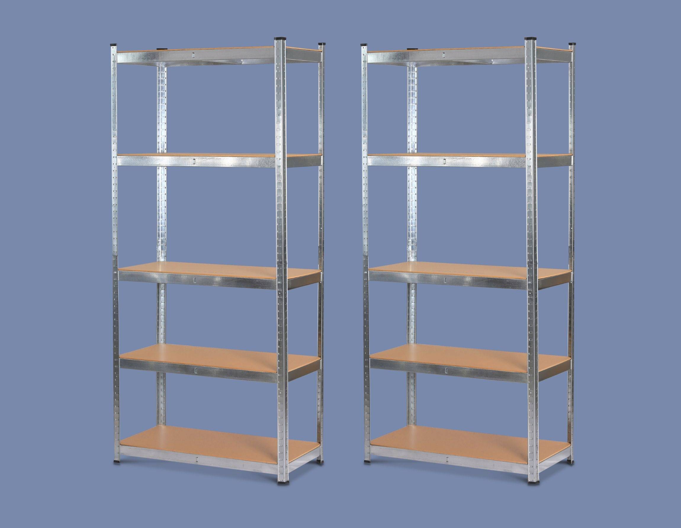 Set of 2 modular metal shelves 