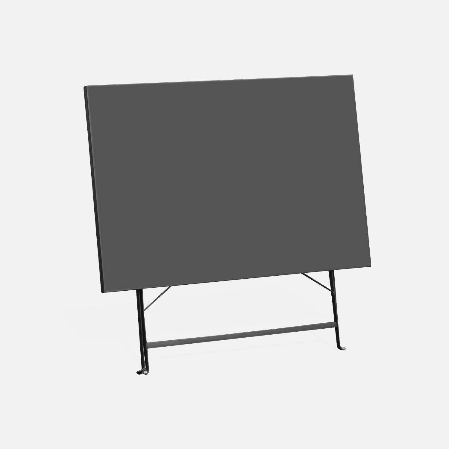 Table de jardin bistrot pliable - Emilia rectangle anthracite- Table rectangle 110x70cm en acier thermolaqué Photo4