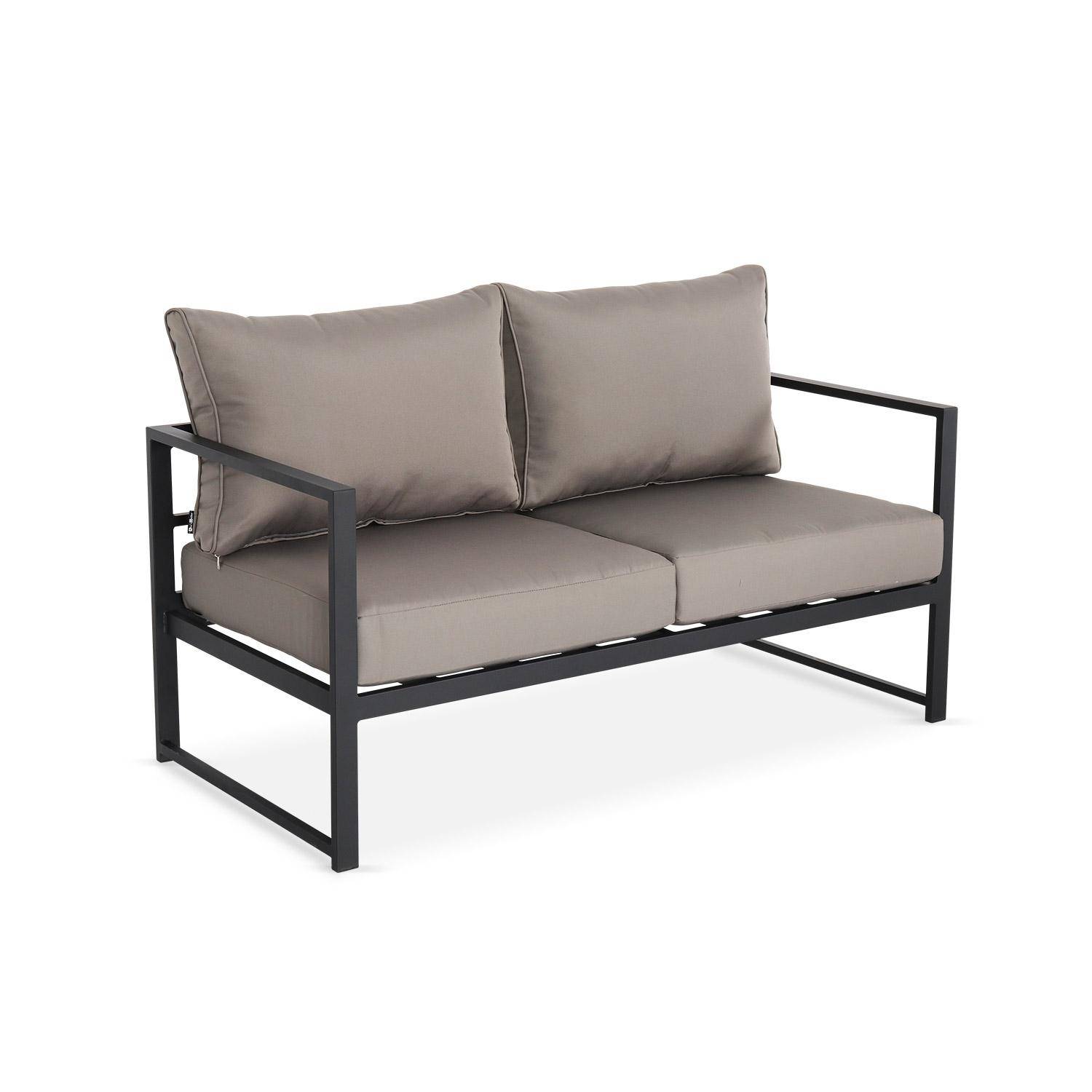 4 Sitze Gartengarnitur - Baléa Anthrazit und Taupe, 4 Aluminiumelemente, dicke Kissen, Designstück Photo3