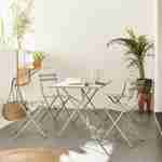 Klappbarer Bistro-Gartentisch - Emilia Rechteckig grau taupe - Rechteckiger Tisch 110x70cm aus pulverbeschichtetem Stahl Photo2