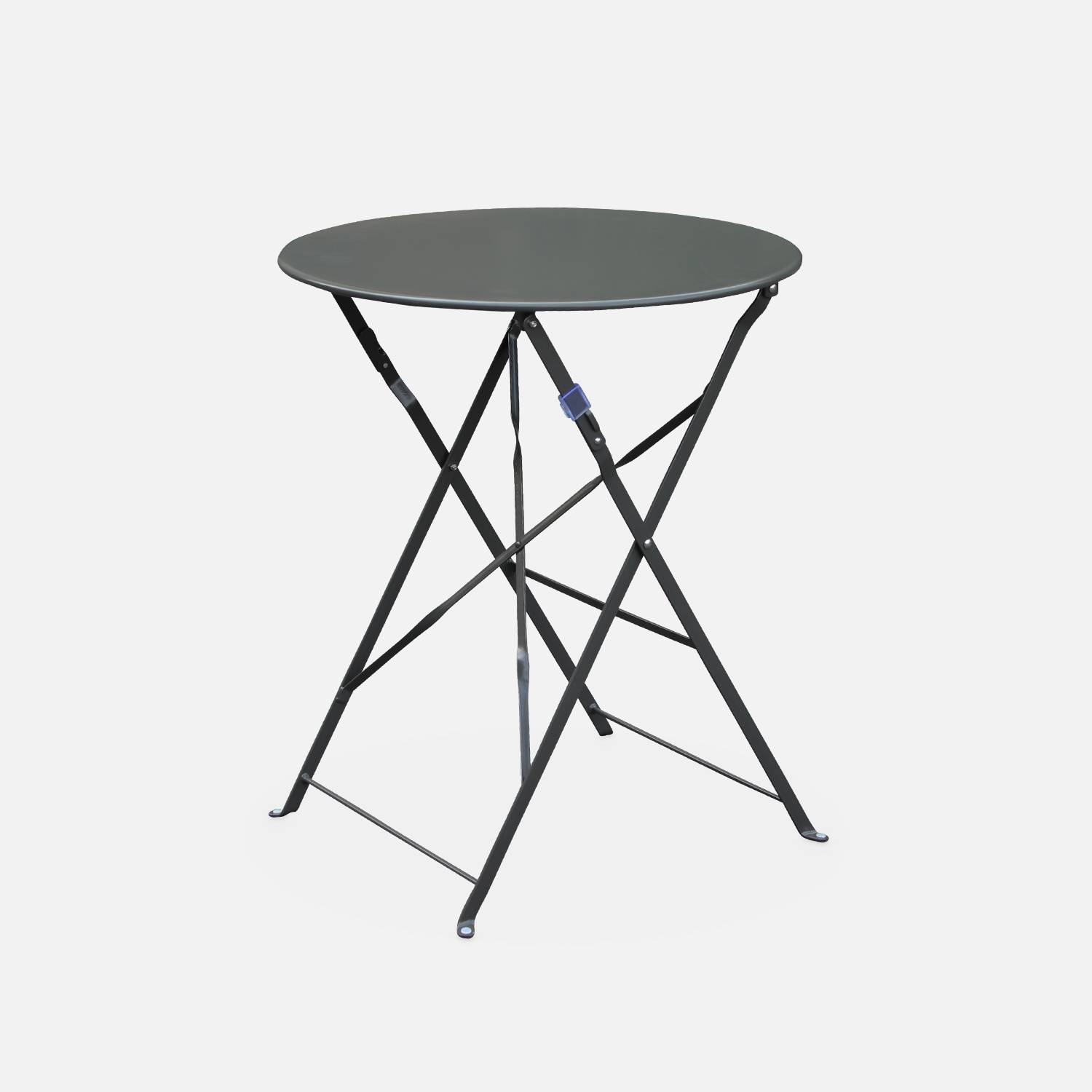 Foldable bistro garden table - Round Emilia anthracite- Round table Ø60cm, thermo-lacquered steel | sweeek