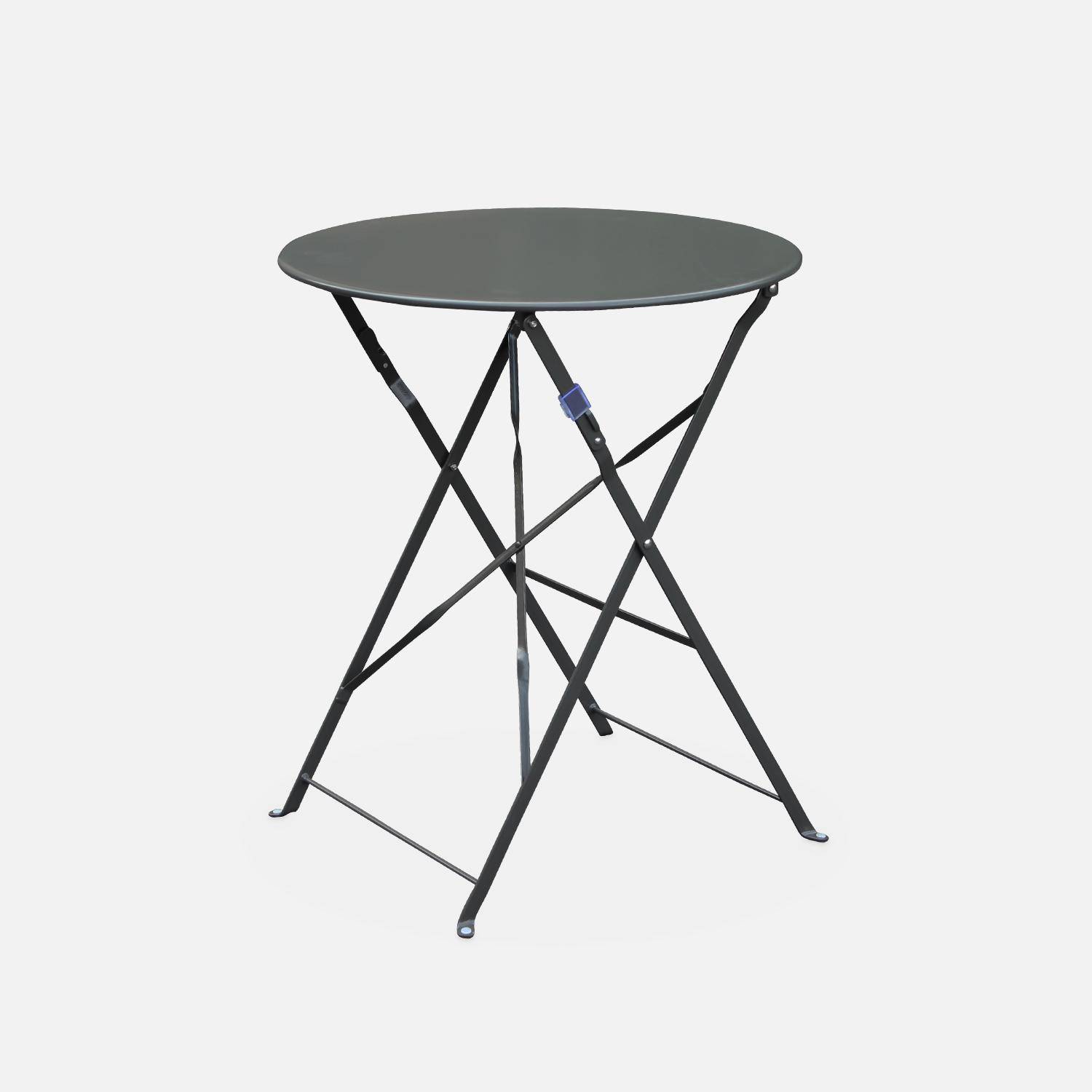 Foldable bistro garden table - Round Emilia anthracite- Round table Ø60cm, thermo-lacquered steel Photo4