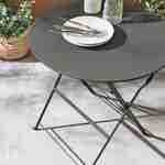 Table de jardin bistrot pliable - Emilia ronde anthracite- Table ronde Ø60cm en acier thermolaqué Photo2