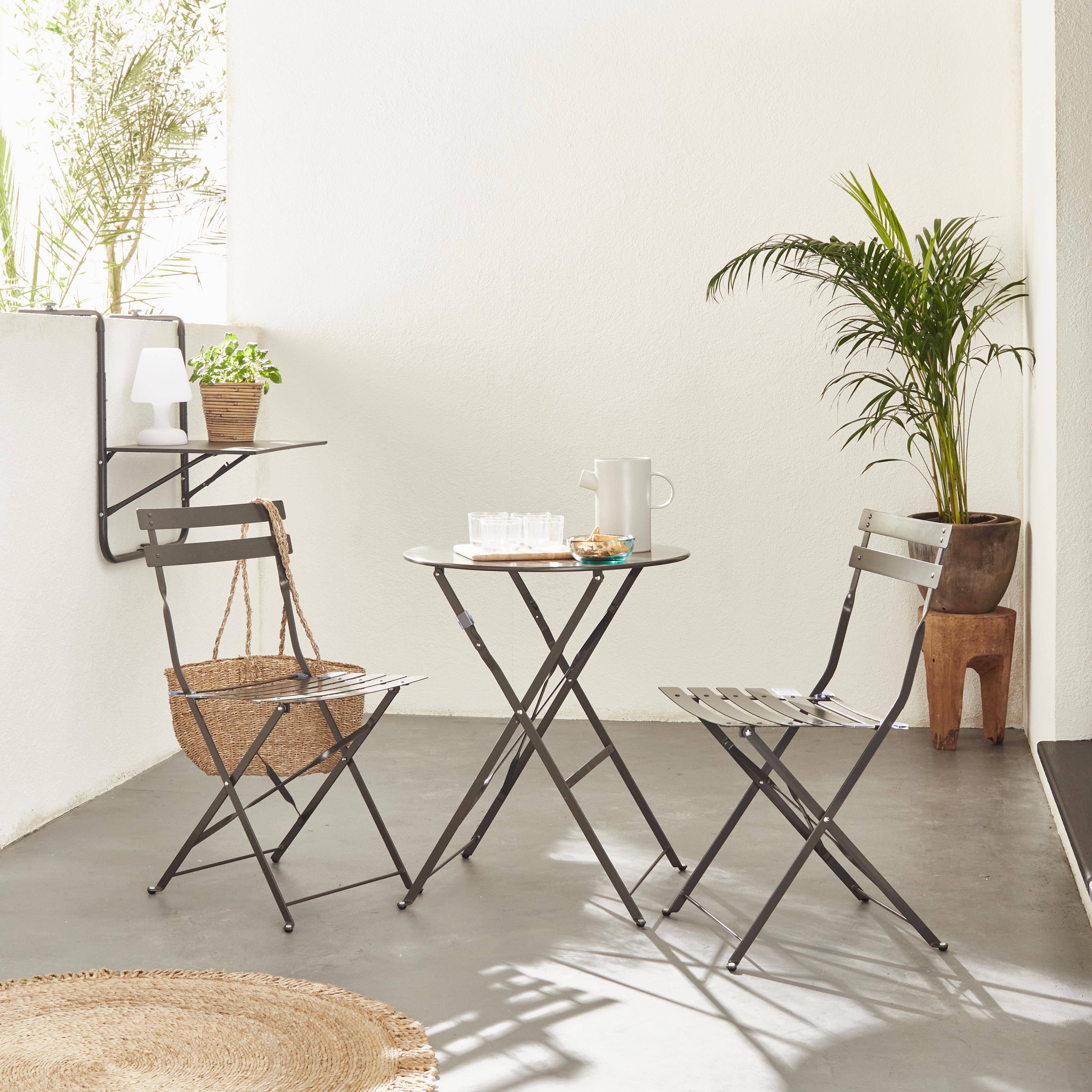 Foldable bistro garden table - Round Emilia anthracite- Round table Ø60cm, thermo-lacquered steel Photo3