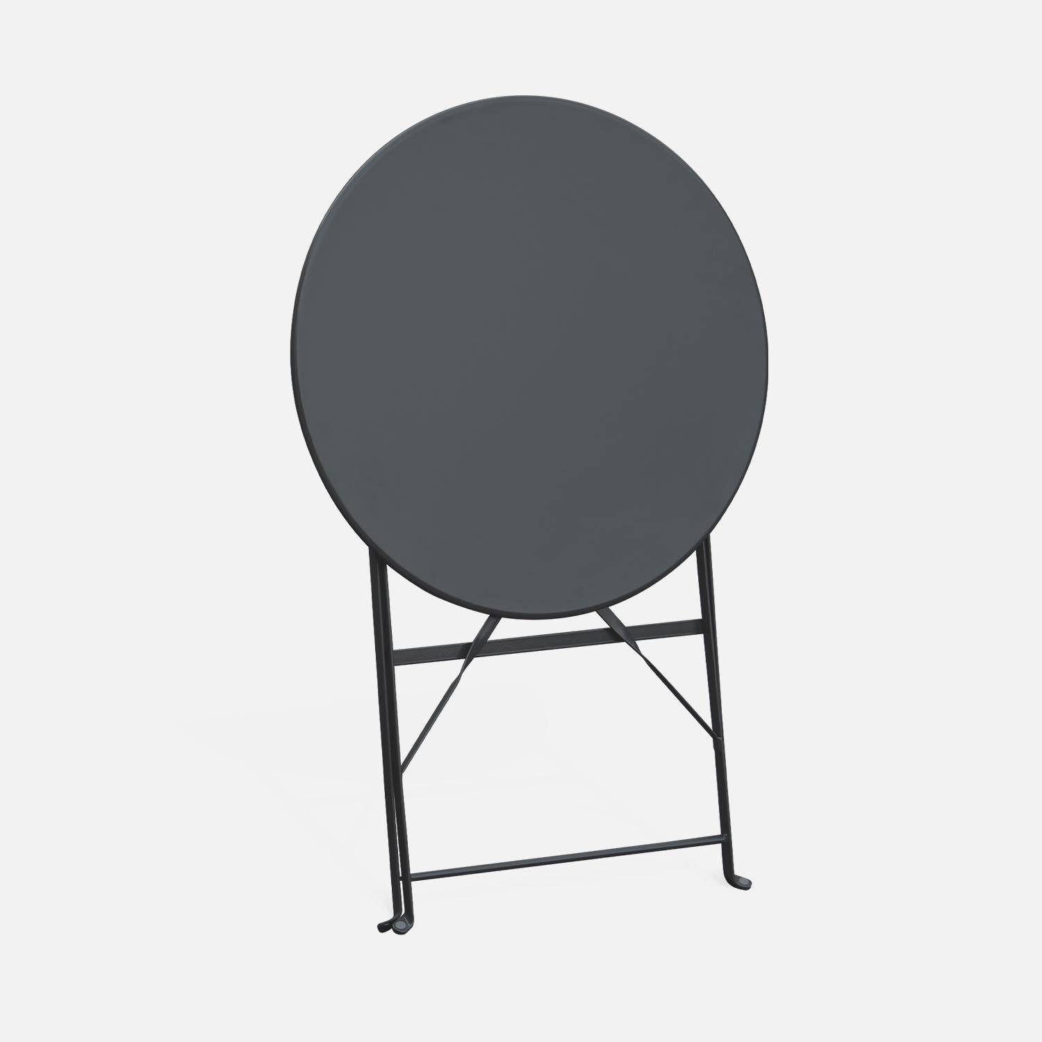 Foldable bistro garden table - Round Emilia anthracite- Round table Ø60cm, thermo-lacquered steel,sweeek,Photo5