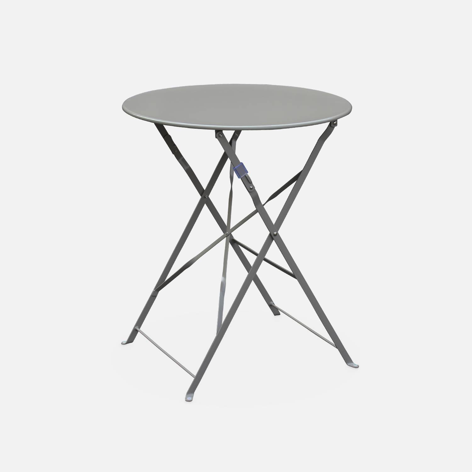 Foldable bistro garden table - Round Emilia taupe grey - Round table Ø60cm, thermo-lacquered steel | sweeek