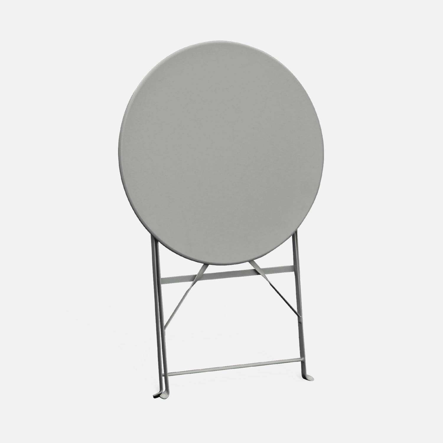 Table de jardin bistrot pliable - Emilia ronde gris taupe- Table ronde Ø60cm en acier thermolaqué Photo3