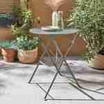 Foldable bistro garden table - Round Emilia taupe grey - Round table Ø60cm, thermo-lacquered steel Photo1