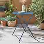 Tavolo da giardino pieghevole da bistrot - Emilia colore blu grigio - Tavolo arrontondato 60x70cm in acciaio verniciato Photo1