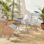 Table de jardin bistrot pliable - Emilia ronde bleu grisé- Table ronde Ø60cm en acier thermolaqué Photo2