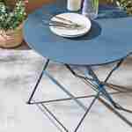 Foldable bistro garden table - Round Emilia grey blue - Round table Ø60cm, thermo-lacquered steel Photo2