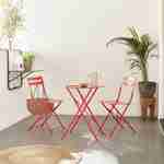 Table de jardin bistrot pliable - Emilia ronde rouge framboise- Table ronde Ø60cm en acier thermolaqué Photo2