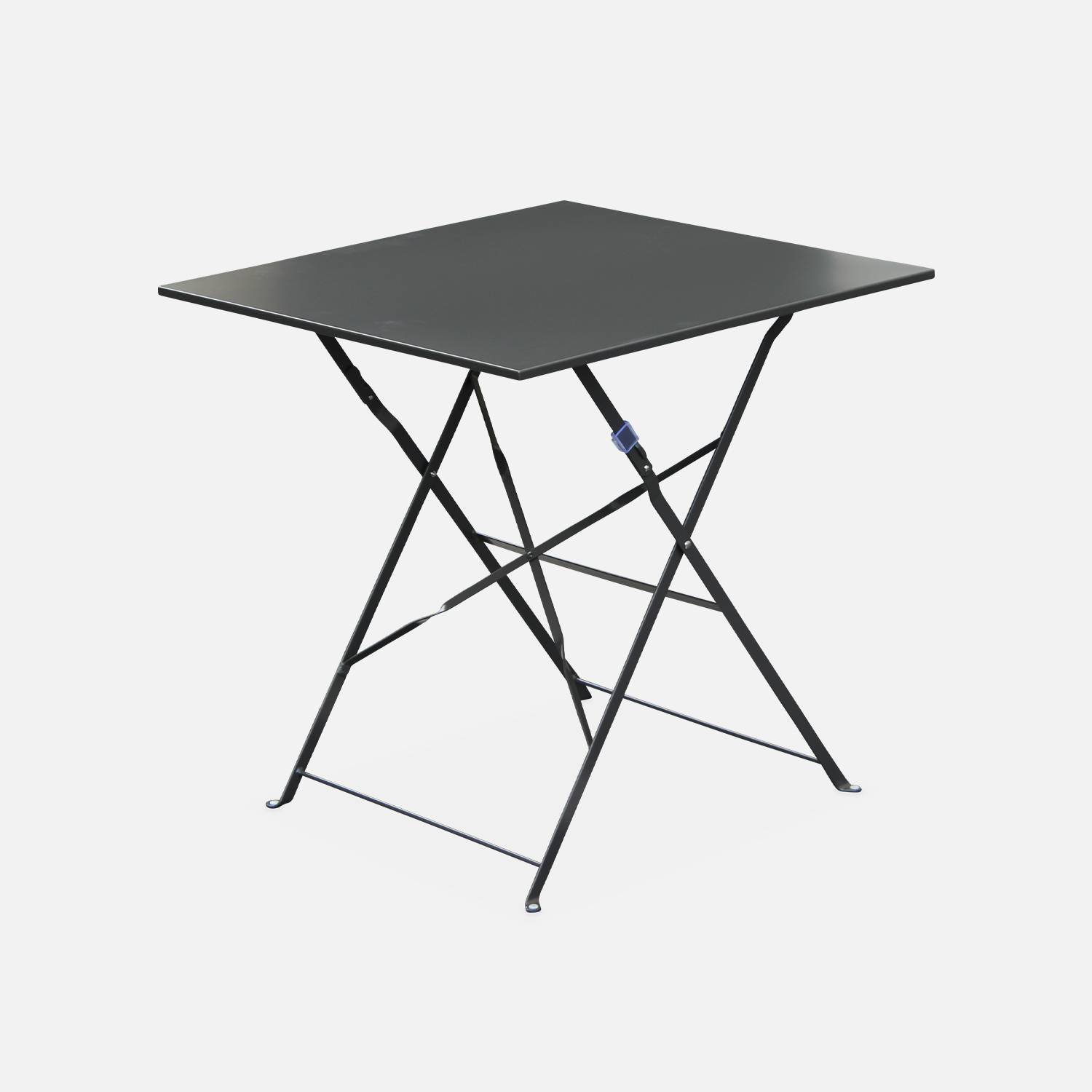 2-seater foldable thermo-lacquered steel bistro garden table, 70x70cm - Anthracite | sweeek