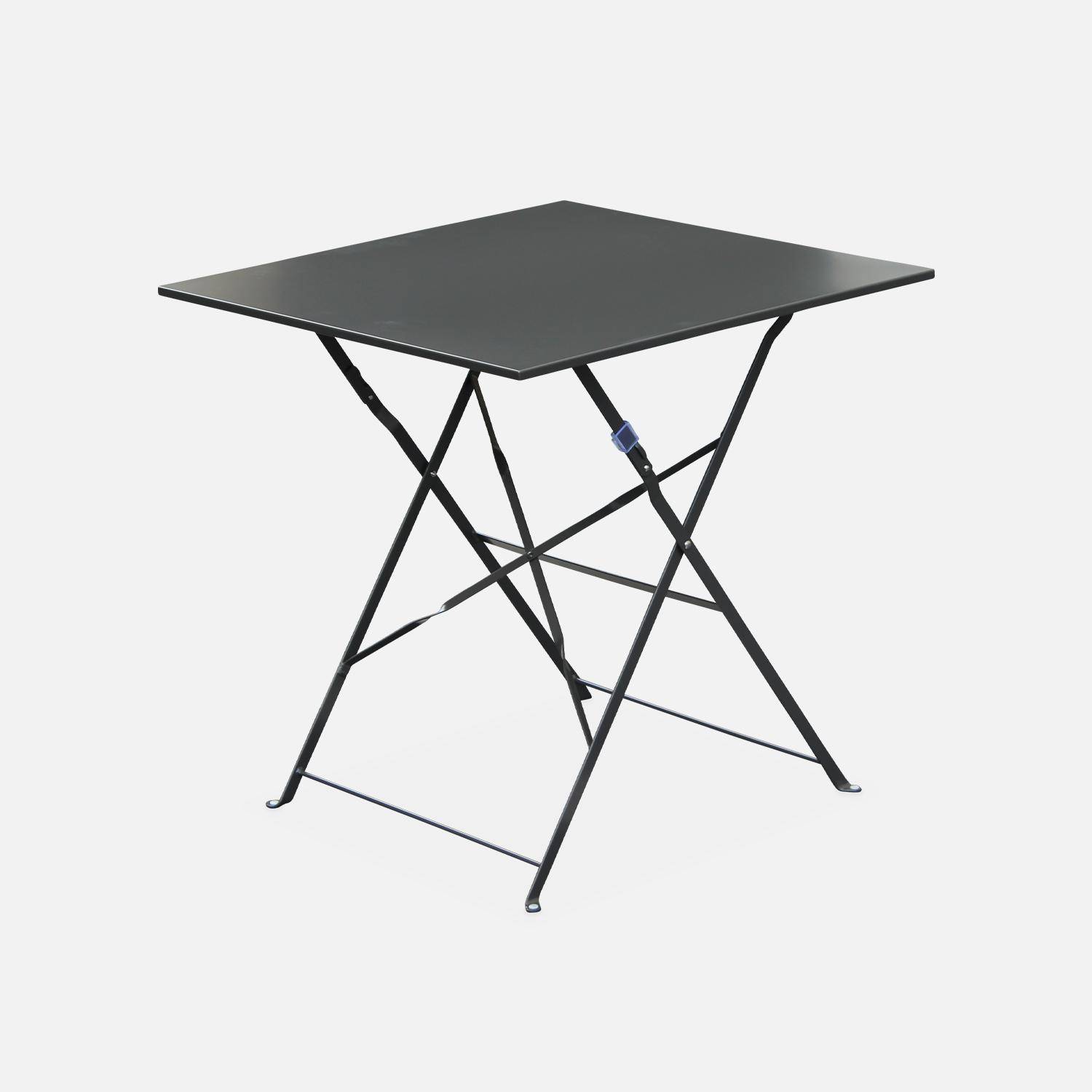 2-seater foldable thermo-lacquered steel bistro garden table, 70x70cm - Emilia - Anthracite Photo2