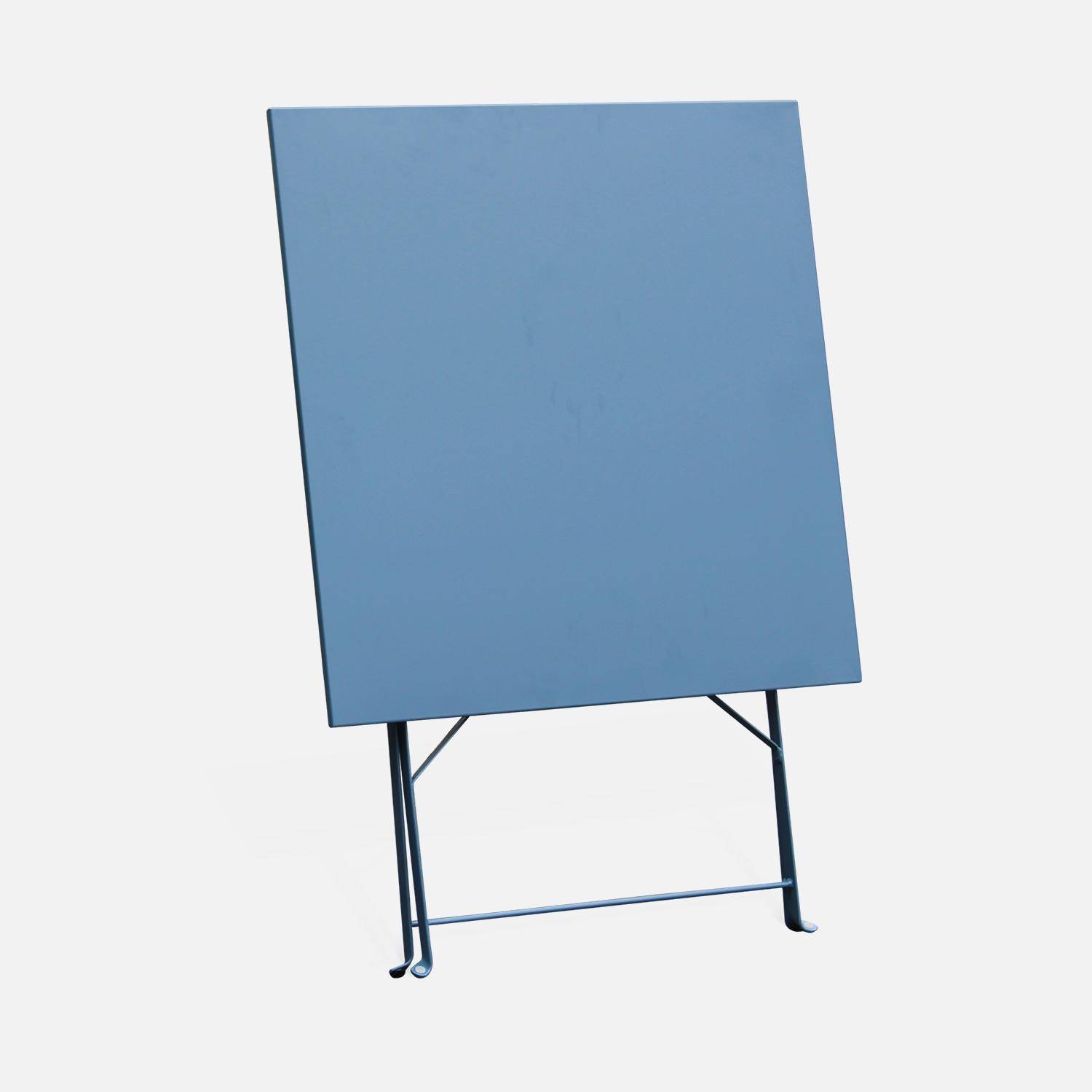 Emilia - Tuintafel bistrot opvouwbaar - Vierkante tafel 70x70cm van staal met thermolak - Blauwgrijs Photo2