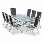 Naevia set 1 tafel en 8 stoelen in aluminium en textileen Photo1