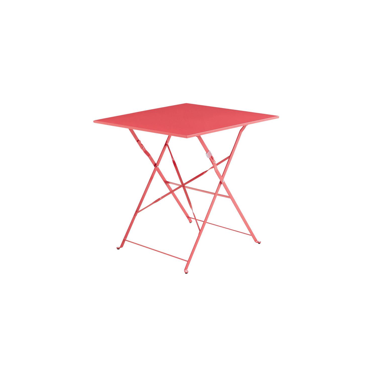 Table jardin bistrot pliable - Emilia carrée rouge framboise- Table carrée 70x70cm en acier thermolaqué Photo1