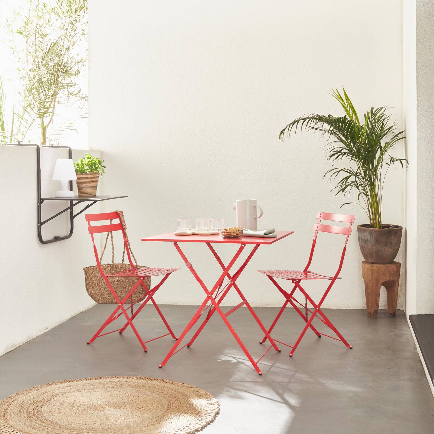 Tavolo da giardino pieghevole da bistrot - Emilia colore rosso lampone - Tavolo quadrato 70x70cm in acciaio verniciato Photo2