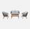 Gartengarnitur 4 Sitze - ROSARIO - aus geflochtenen Seilen, Holz und Aluminium, grau / graumelierte Kissen | sweeek