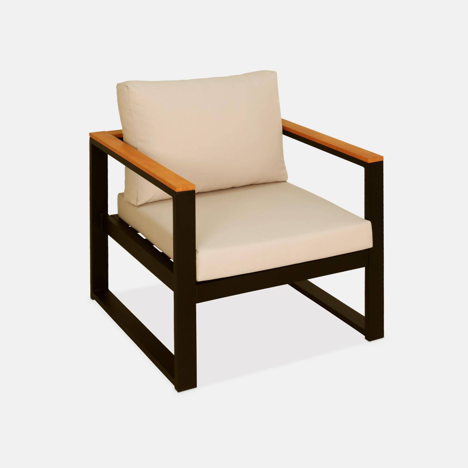 Muebles de jardín de madera y aluminio de 5 plazas, Nazca, Negro, 192x70x66 cm,sweeek,Photo6