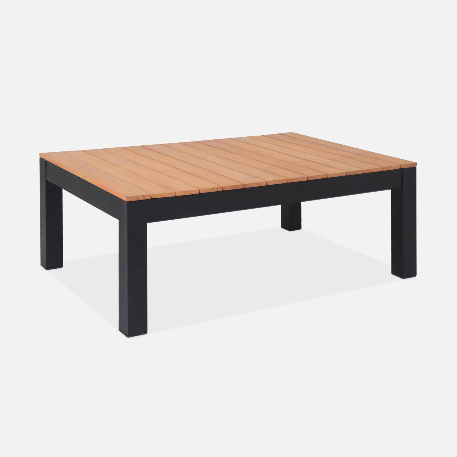 Muebles de jardín de madera y aluminio de 5 plazas, Nazca, Negro, 192x70x66 cm,sweeek,Photo7