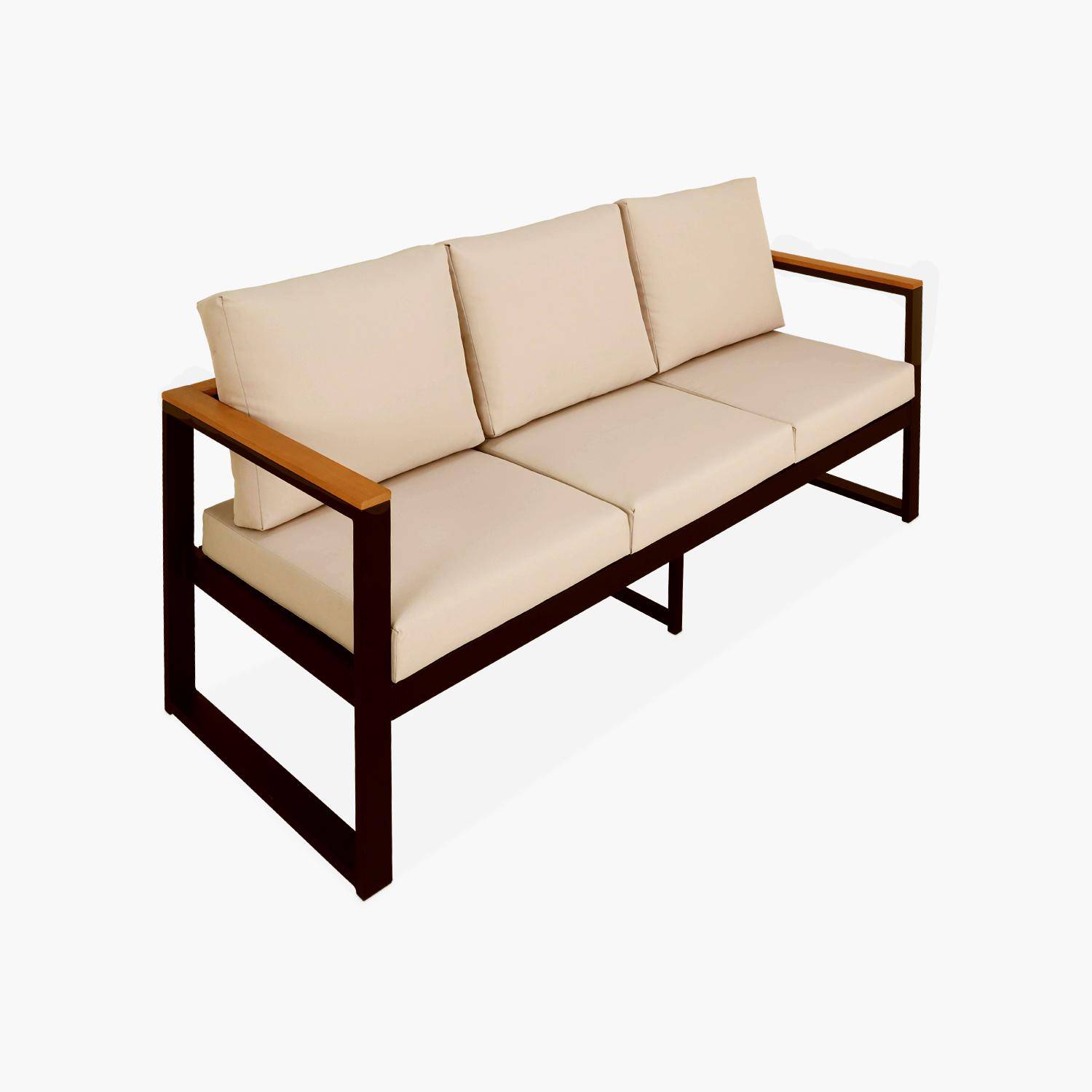 Muebles de jardín de madera y aluminio de 5 plazas, Nazca, Negro, 192x70x66 cm Photo5