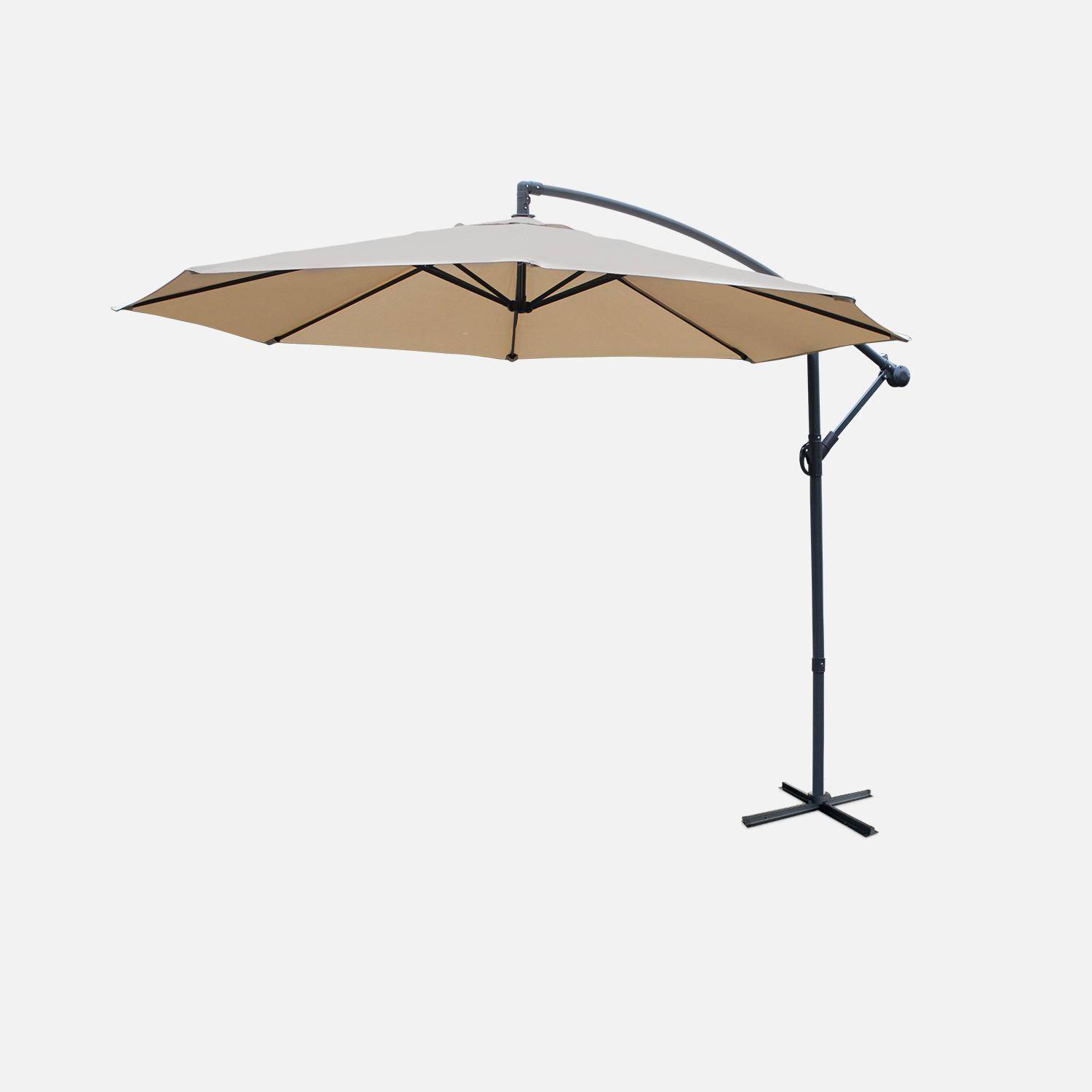 Paraguas redondo 3x3m - Hardelot - Beige - Manivela antirretorno | Tejido impermeable | Fácil de usar,sweeek,Photo2