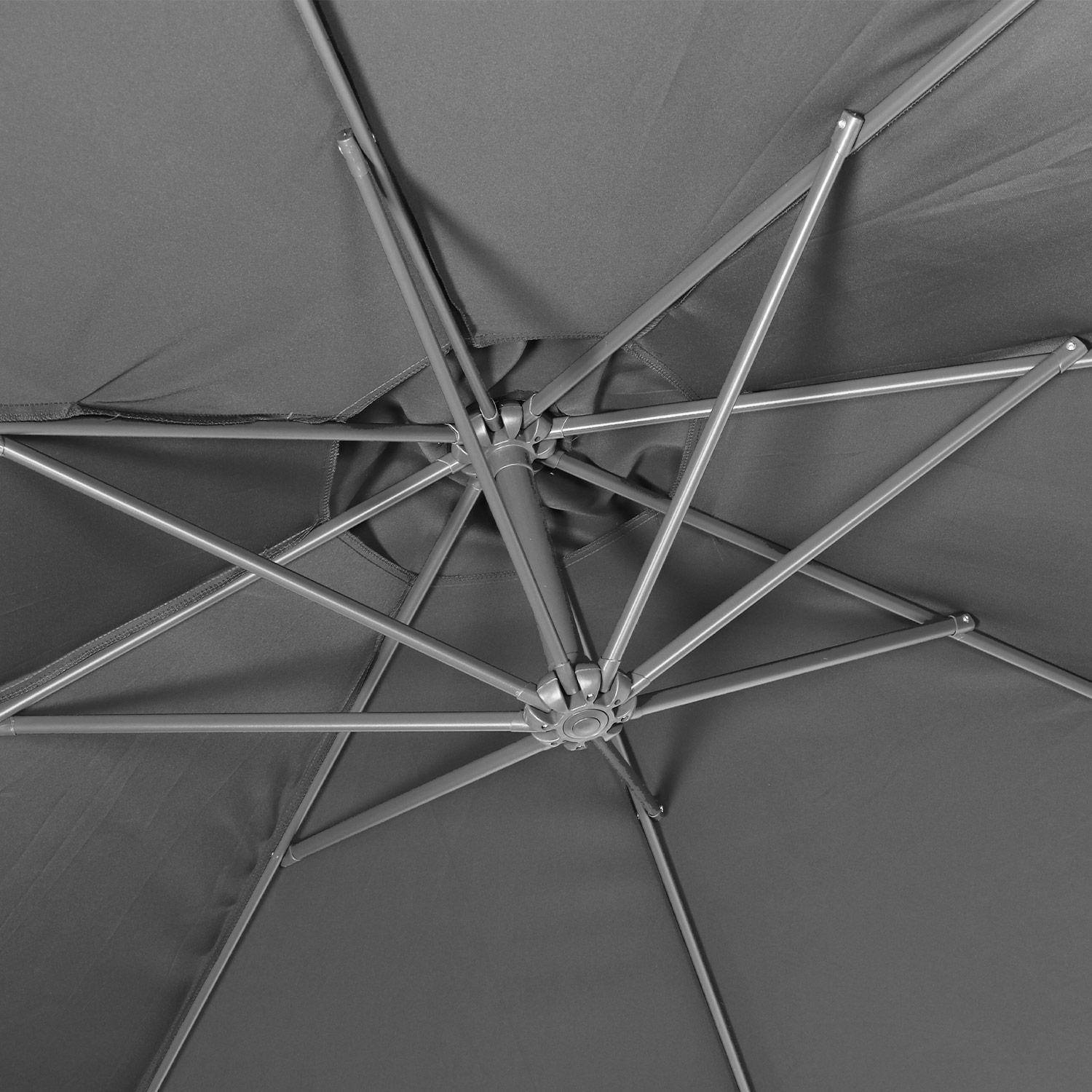 Parasol déporté Ø300cm - Hardelot - Coloris Gris, structure anthracite, manivelle anti-retour. Photo5