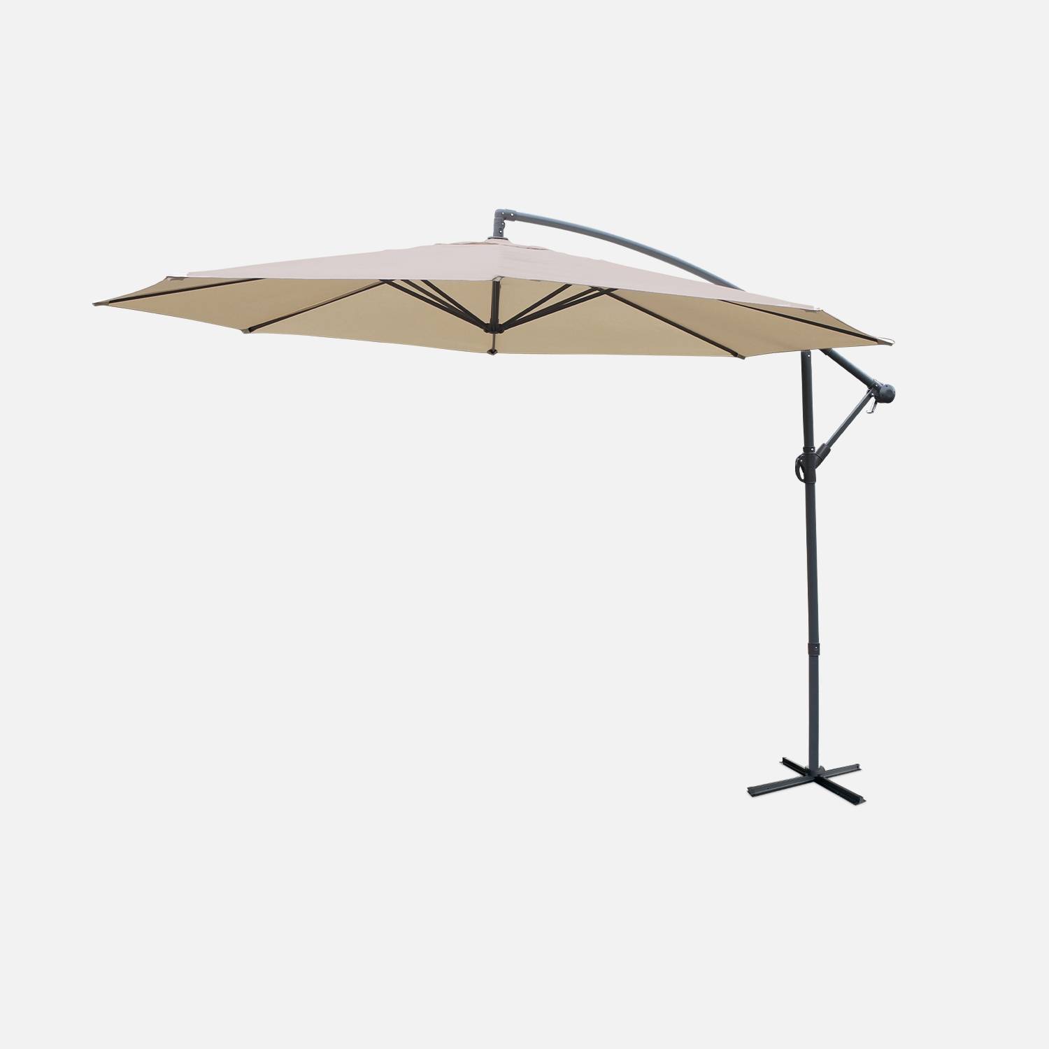 Hardelot ombrellone rotondo sfalsato ⌀ 350 cm decentrato Beige 8 stecche | sweeek