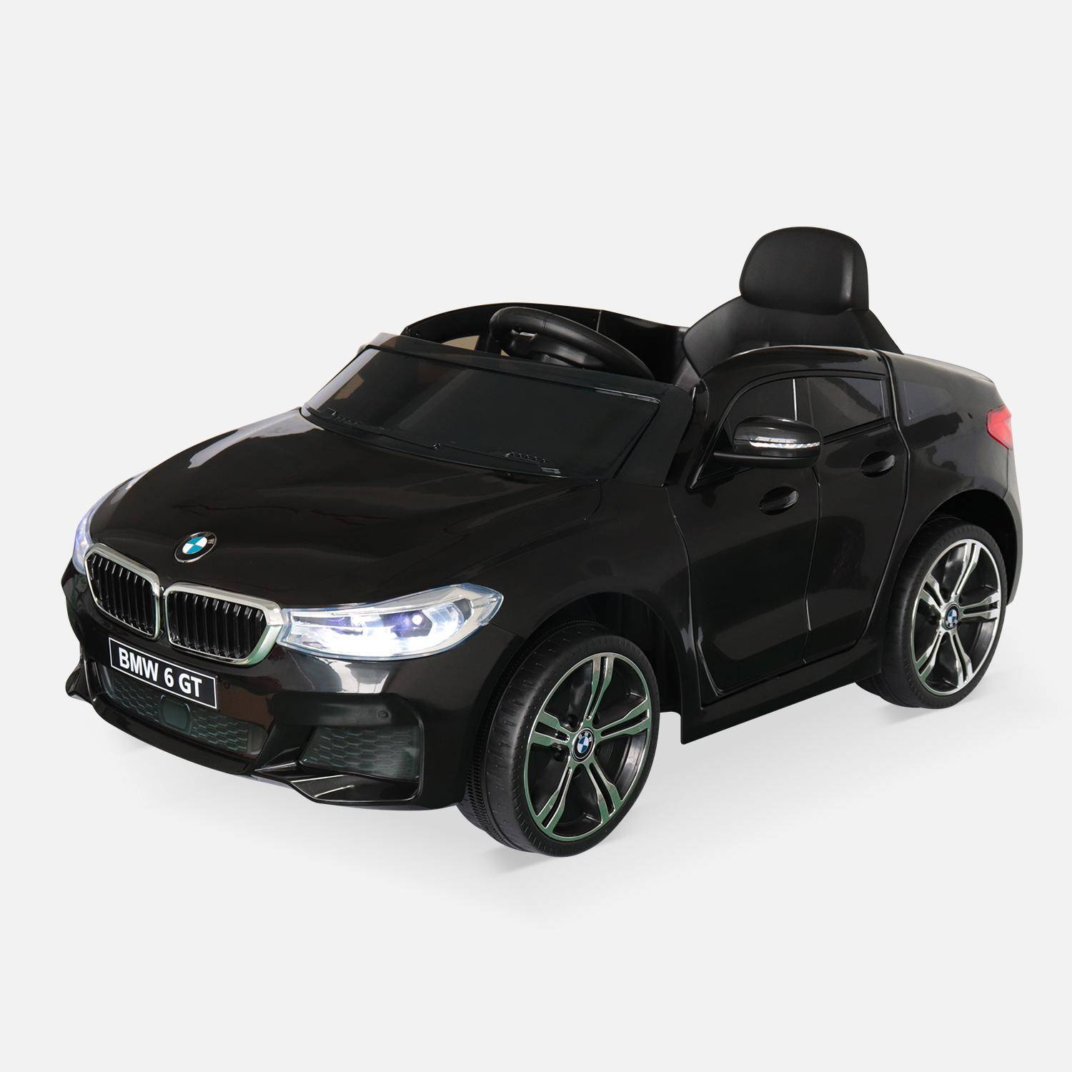 BMW Serie 6 GT Gran Turismo nera, auto elettrica per bambini 12V 4 Ah, 1 posto, con autoradio e telecomando,sweeek,Photo2