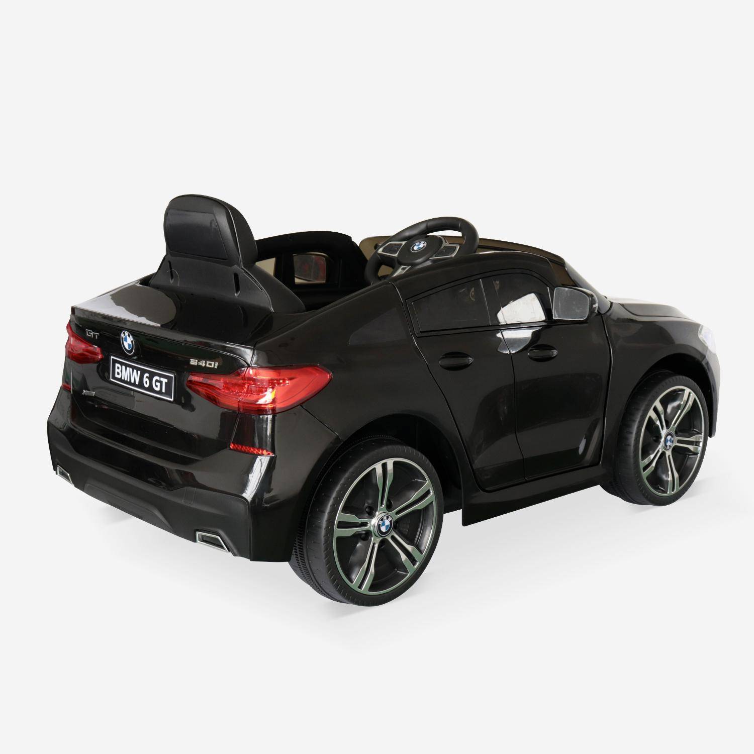 BMW Serie 6 GT Gran Turismo nera, auto elettrica per bambini 12V 4 Ah, 1 posto, con autoradio e telecomando,sweeek,Photo3