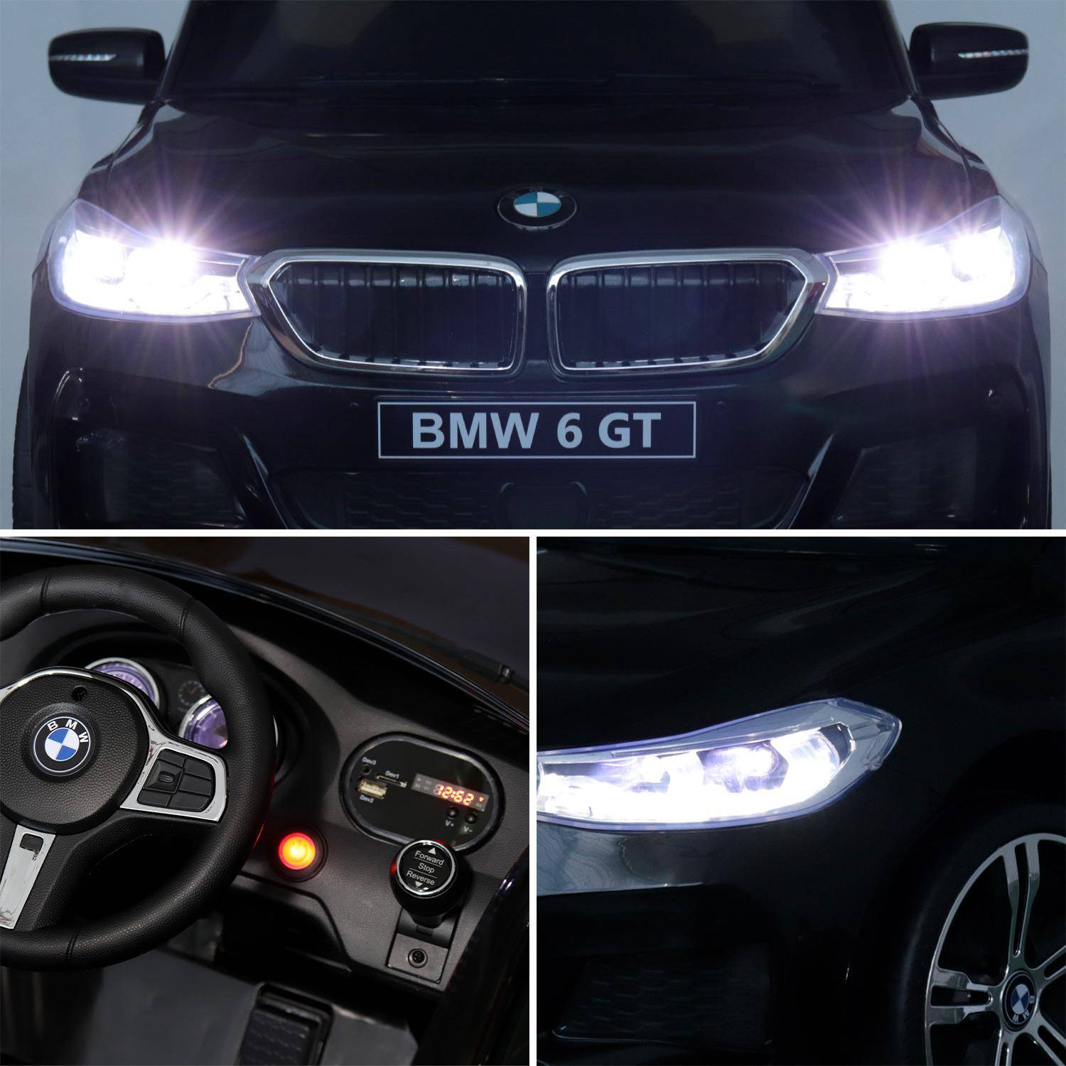BMW GT6 Gran Turismo negro, coche eléctrico 12V, 1 plaza, descapotable para niños con autorradio y mando a distancia,sweeek,Photo6