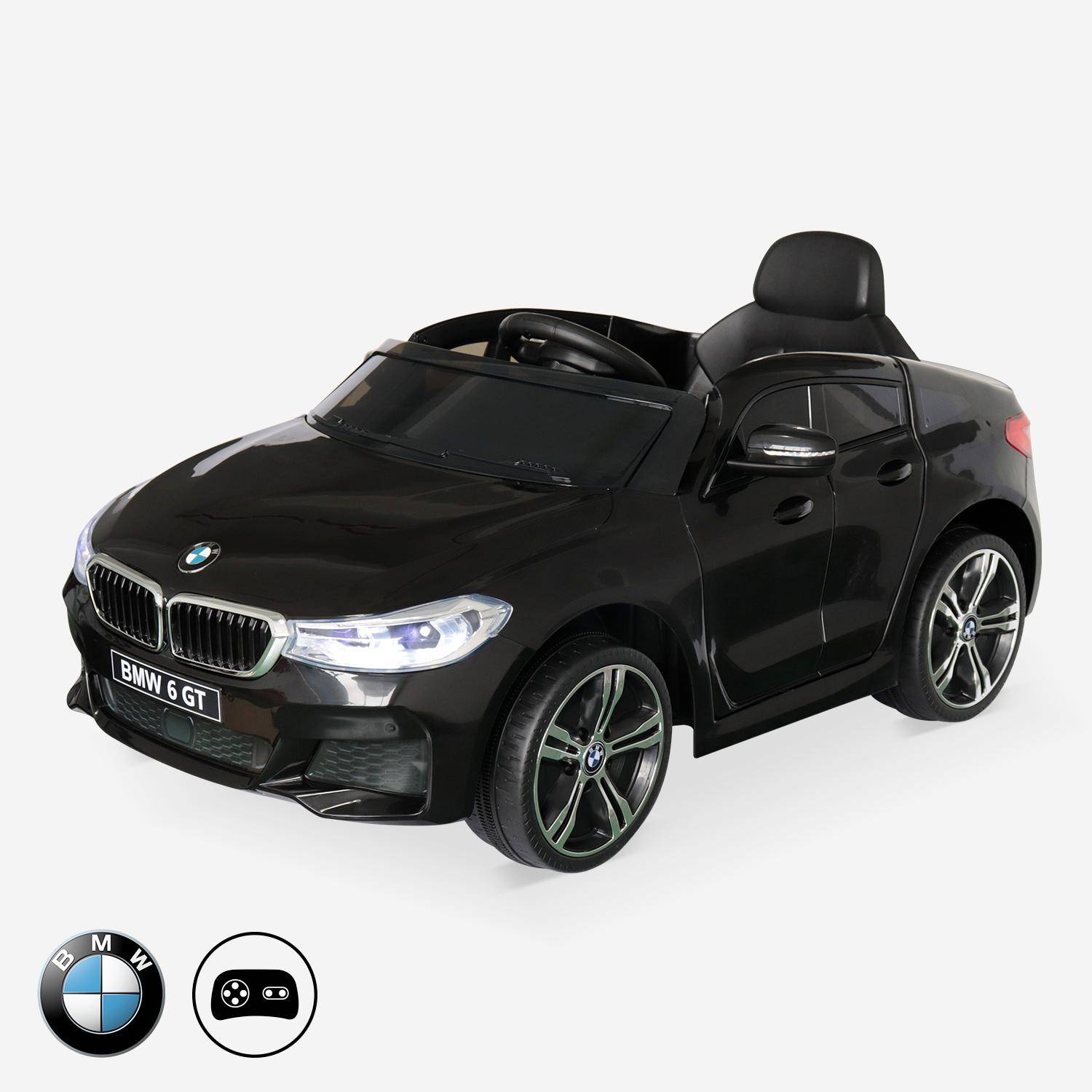BMW GT6 Gran Turismo negro, coche eléctrico 12V, 1 plaza, descapotable para niños con autorradio y mando a distancia Photo1