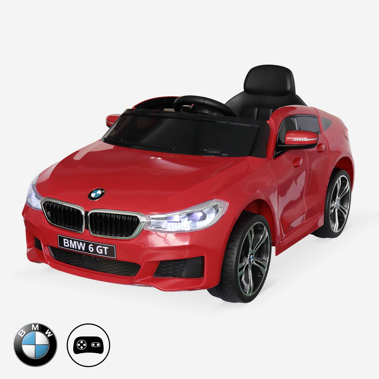 BMW GT6 Gran Turismo wit, elektrische auto 12V, 1 plaats, cabriolet voor kinderen met autoradio en afstandsbediening | sweeek