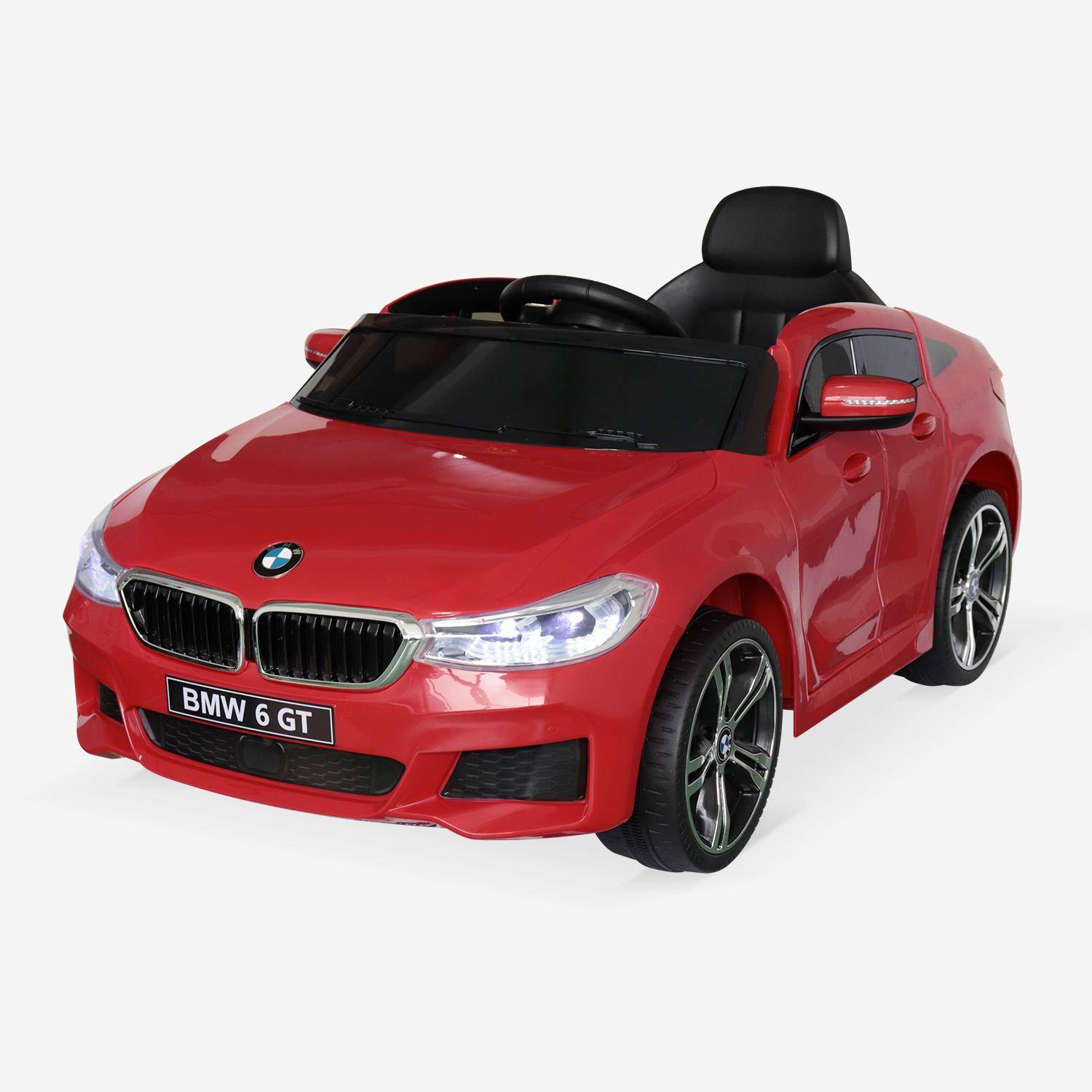 BMW Série 6 GT rouge, voiture électrique pour enfants 12V 4 Ah, 1 place, avec autoradio et télécommande,sweeek,Photo2