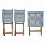 Conjunto de jardim de madeira Bistro 60x60cm - Barcelona - cinza claro, mesa dobrável bicolor quadrada com 2 cadeiras dobráveis, acácia Photo5