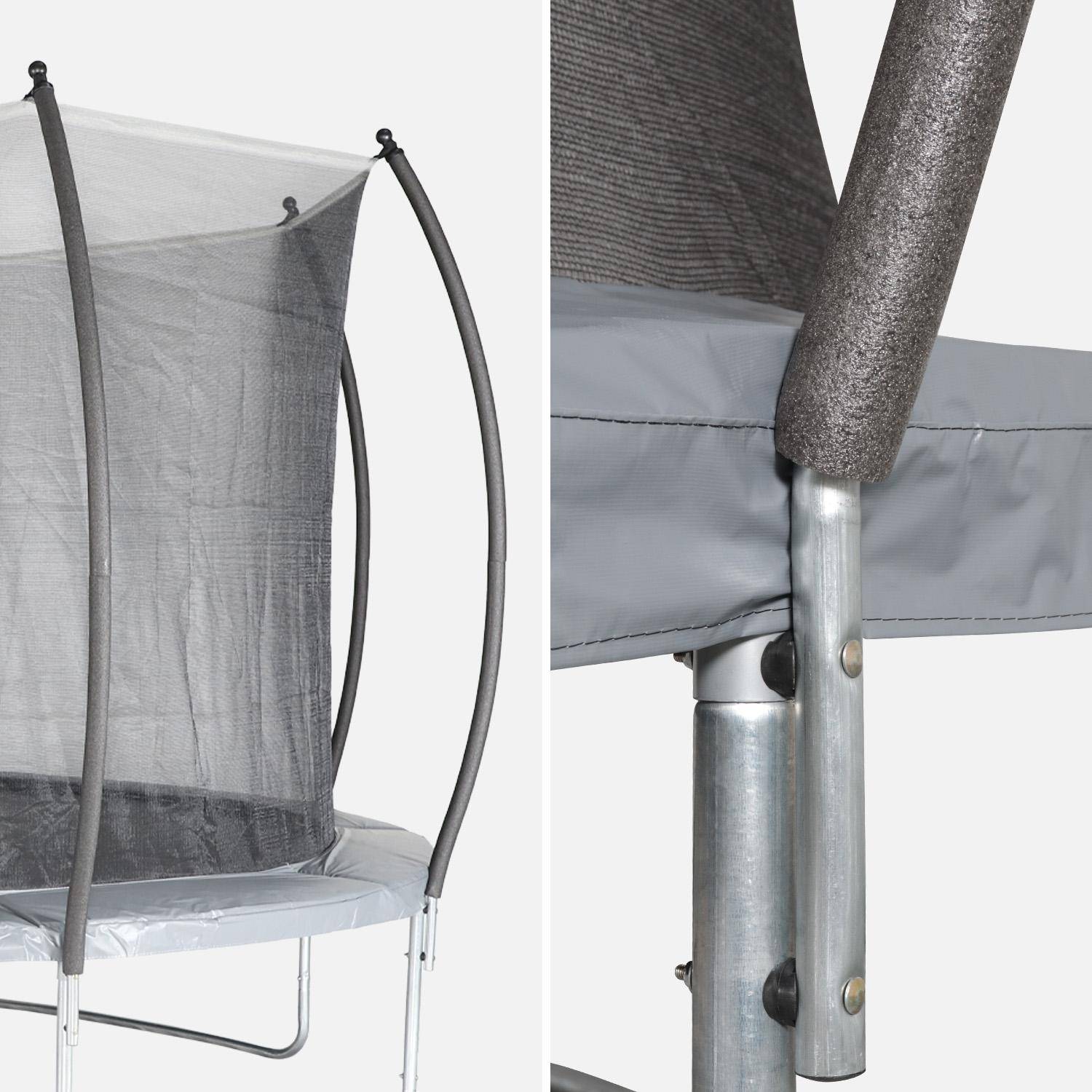 Trampolina okrągła Ø 370cm szara z wewnętrzną siatką ochronną - Saturne Inner - Nowy model - trampolina ogrodowa 3,7m 370 cm | Jakość PRO| Standardy EU. Photo3